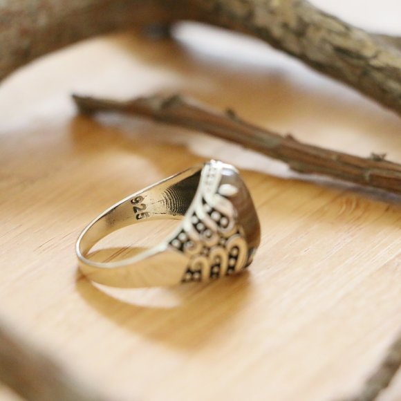 Brown Agate STONE,925 Sterling Silver SIZE 10.5 - Picture 4 of 5